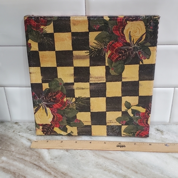 Mackenzie Childs Courtney Checked Inspired Wall Plaque 🖤 - Picture 1 of 5
